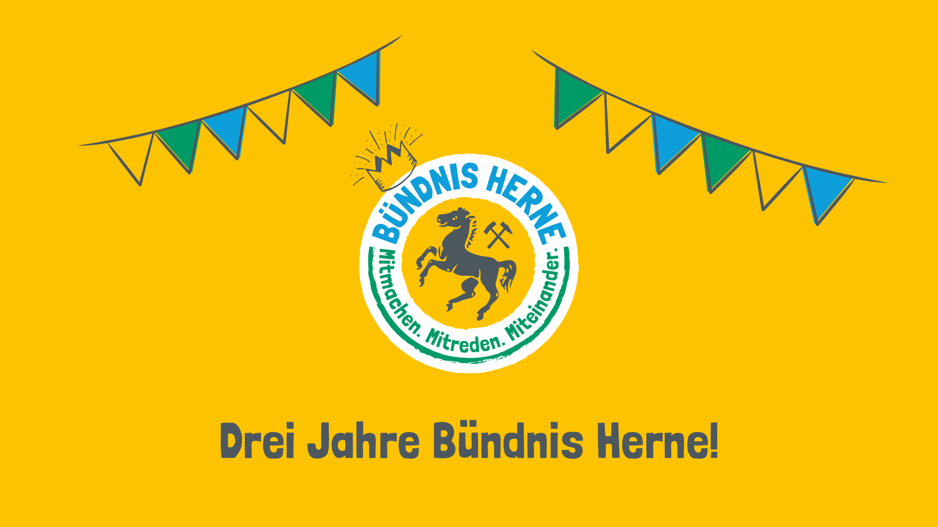 SharePic des Bündnis Herne zum dreijährigen Bestehen der Initiative