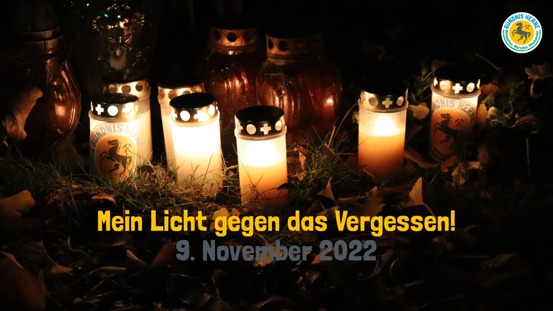 Beitragsbild des Bündnis Herne "Mein Licht gegen das Vergessen" 09.11.2022
