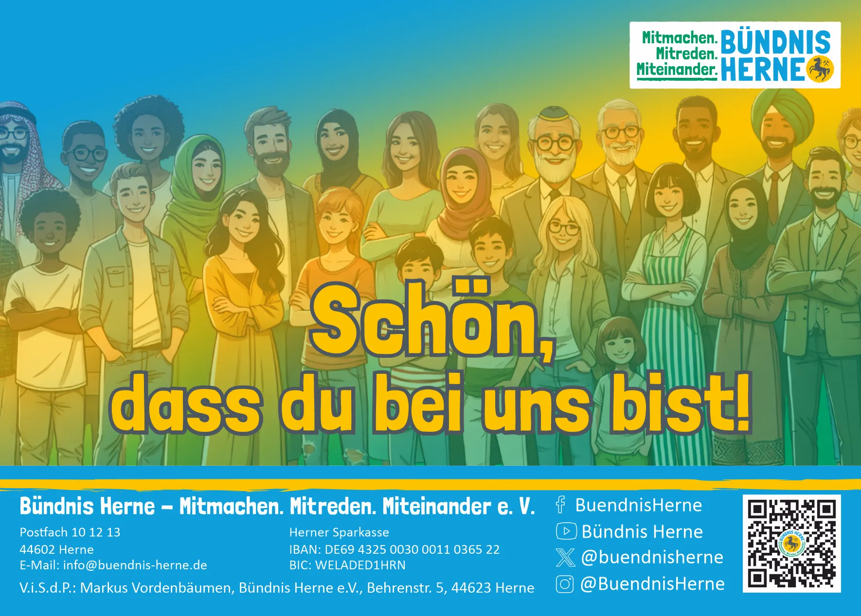 Bündnis Herne Postkarte "Schön, dass du da bist" Vorderseite
