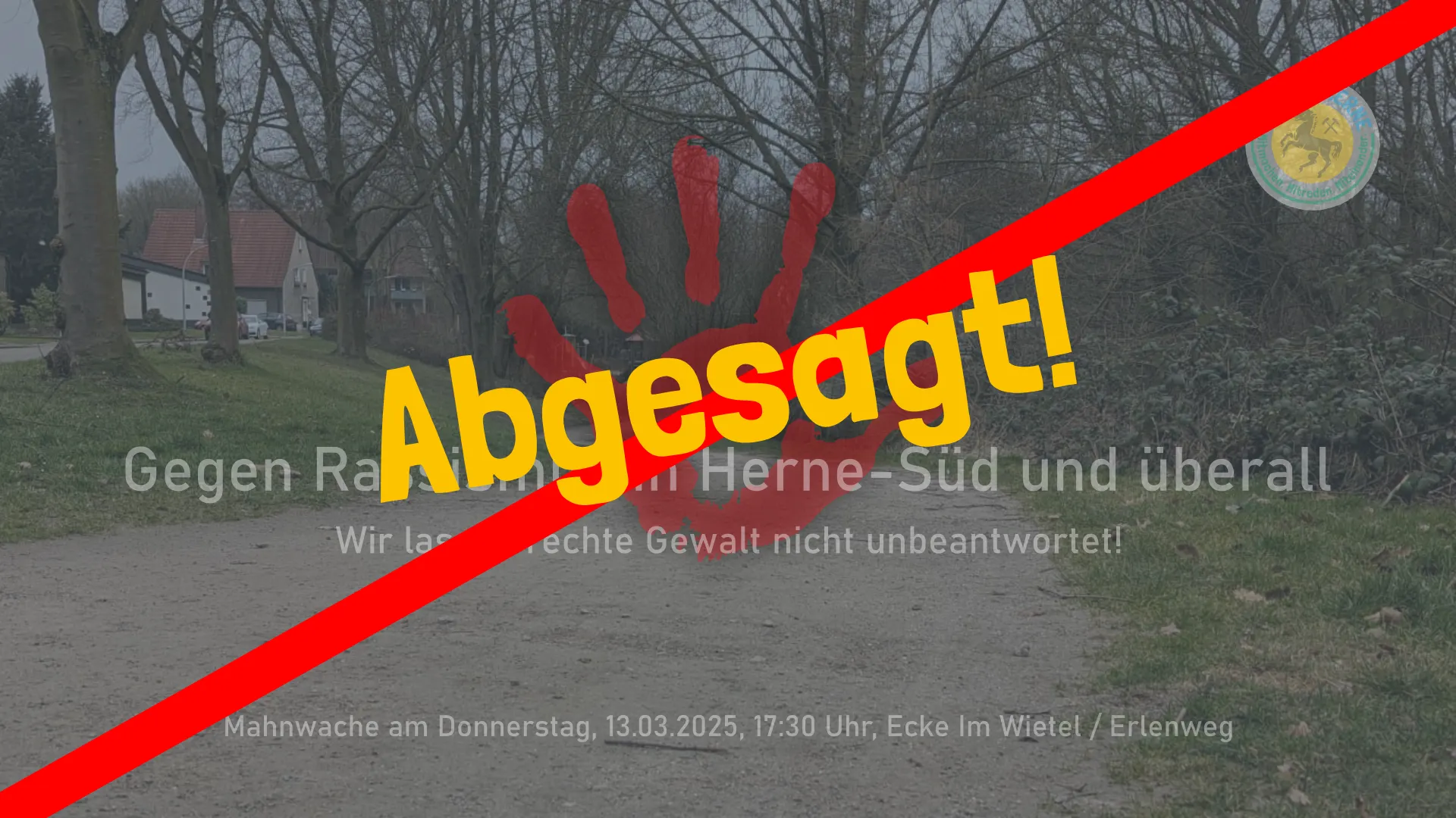 SharePic zu "Gegen Rassismus in Herne-Süd und überall - Abgesagt"