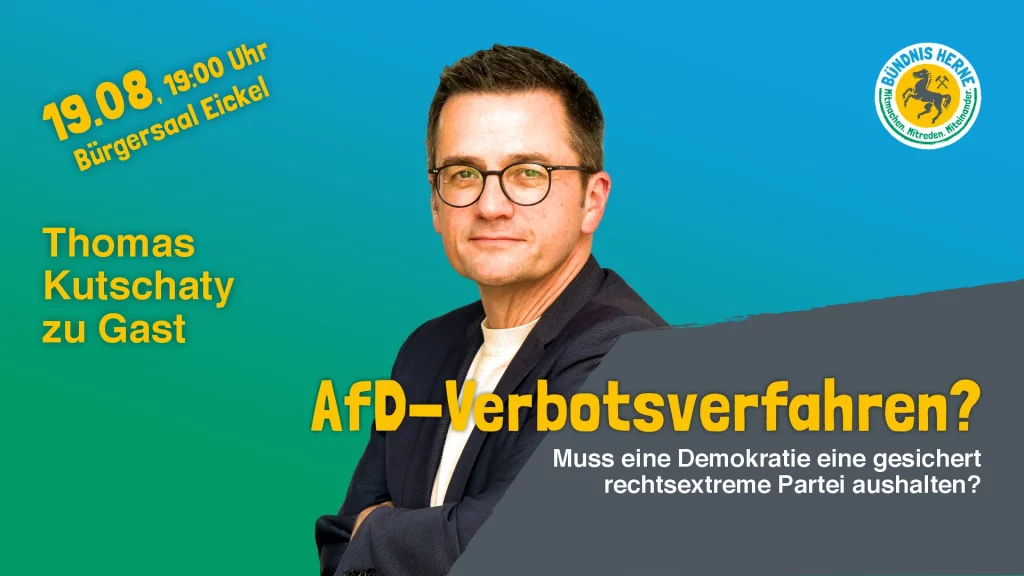 SharePic zum Vortrag "AfD Verbotsverfahren" mit Thomas Kutschaty
