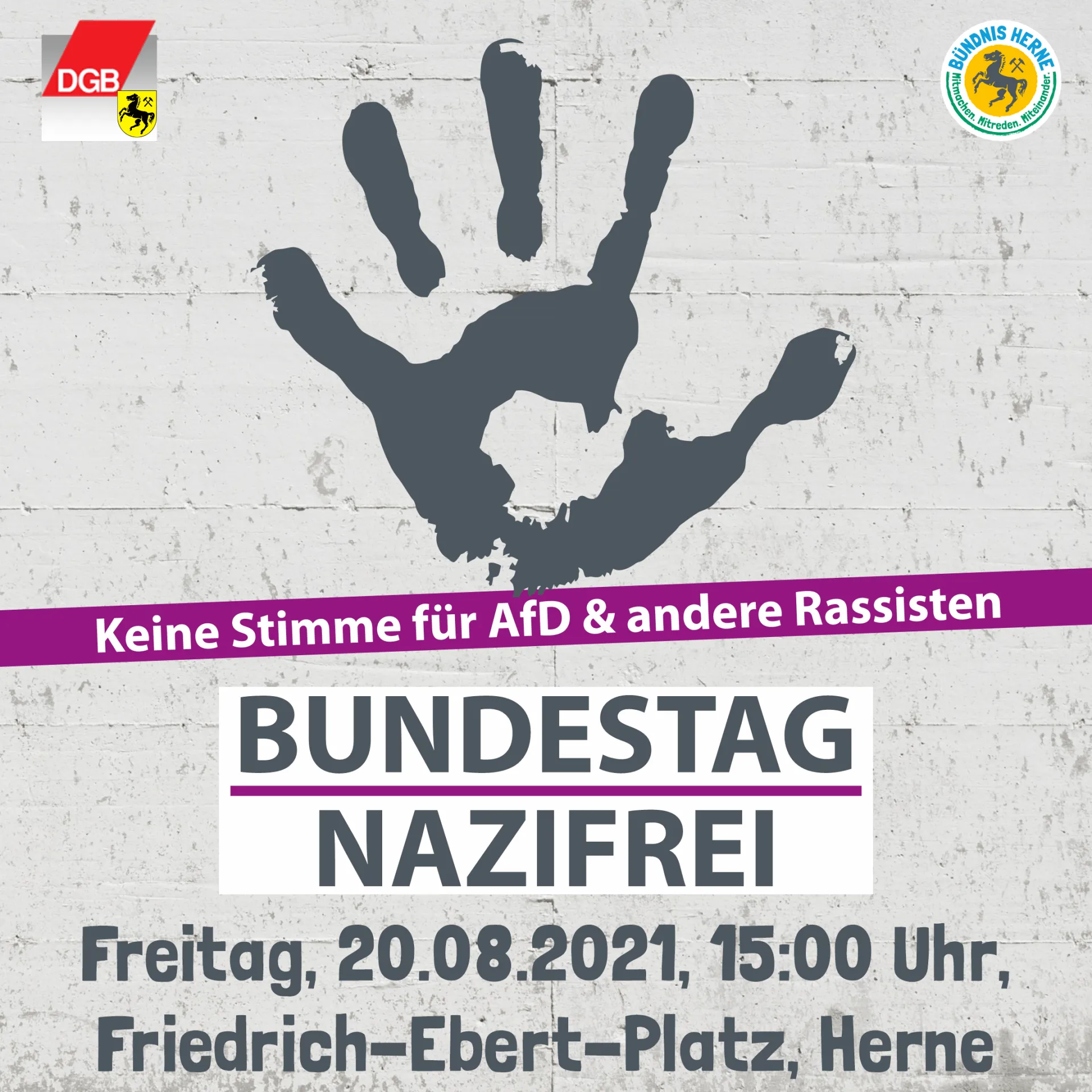 SharePic zu Bündnis Herne "Herner Plätze: Bundestag nazifrei"