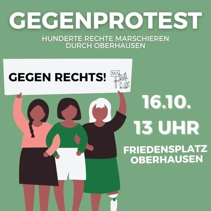 SharePic zu "Rechte Aufmärsche am 16.10.22 in Oberhausen – Gegenprotest"